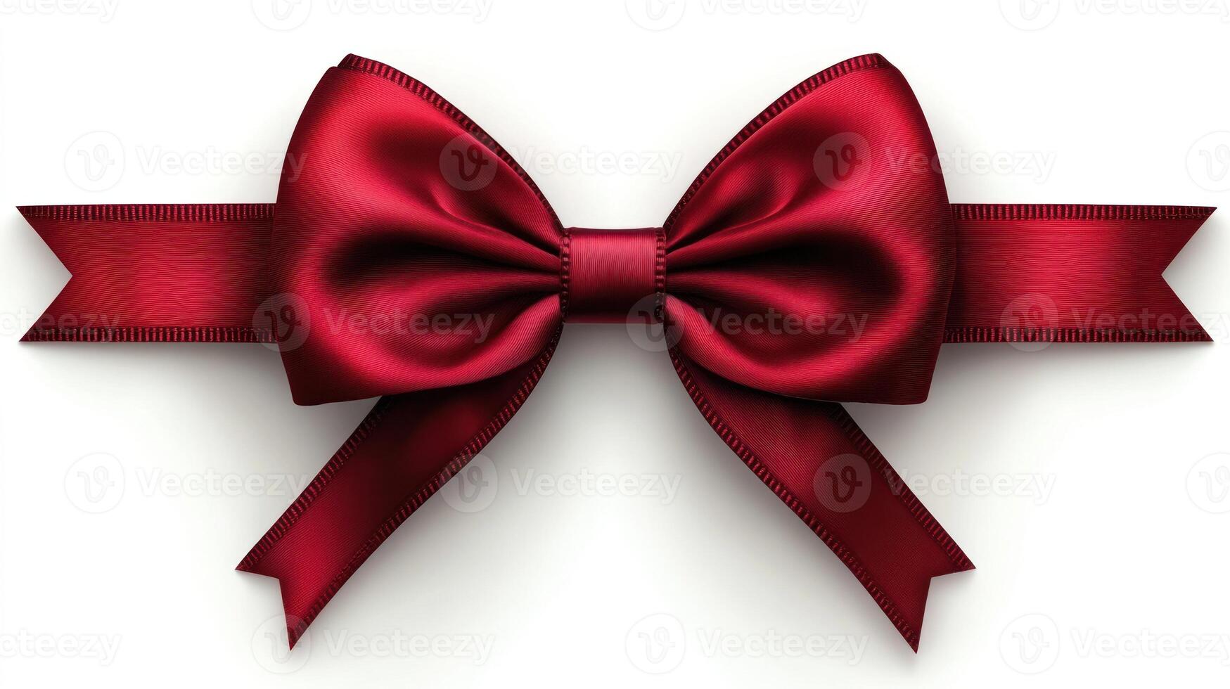 A vibrant red satin bow is tied carefully, adding charm for gift wrapping during celebrations photo