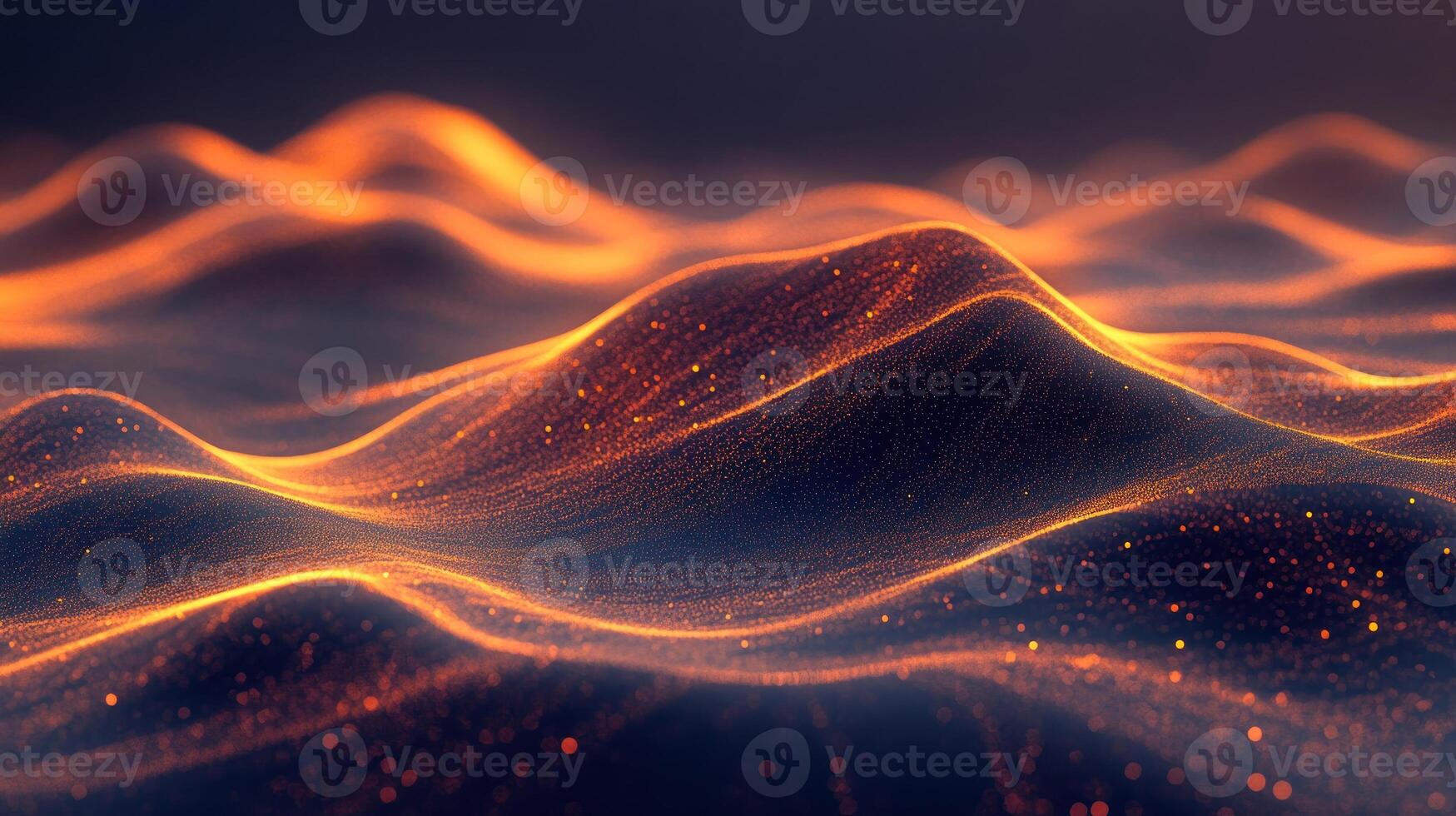 Glowing waves create an abstract visual effect with warm colors and fluid textures in a dark setting photo