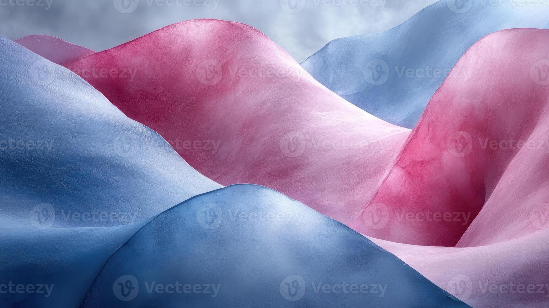 Pastel waves blend blue and pink, creating a tranquil abstract landscape photo