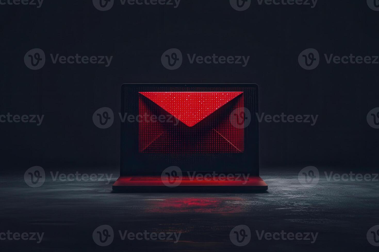 A glowing red envelope symbol on a dark background highlighting the theme of digital communication and messaging during evening hours photo