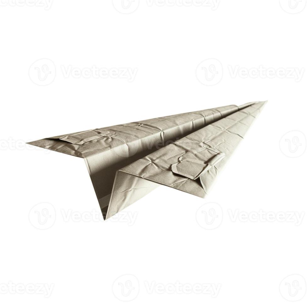 Paper airplane model, placed on a white surface photo