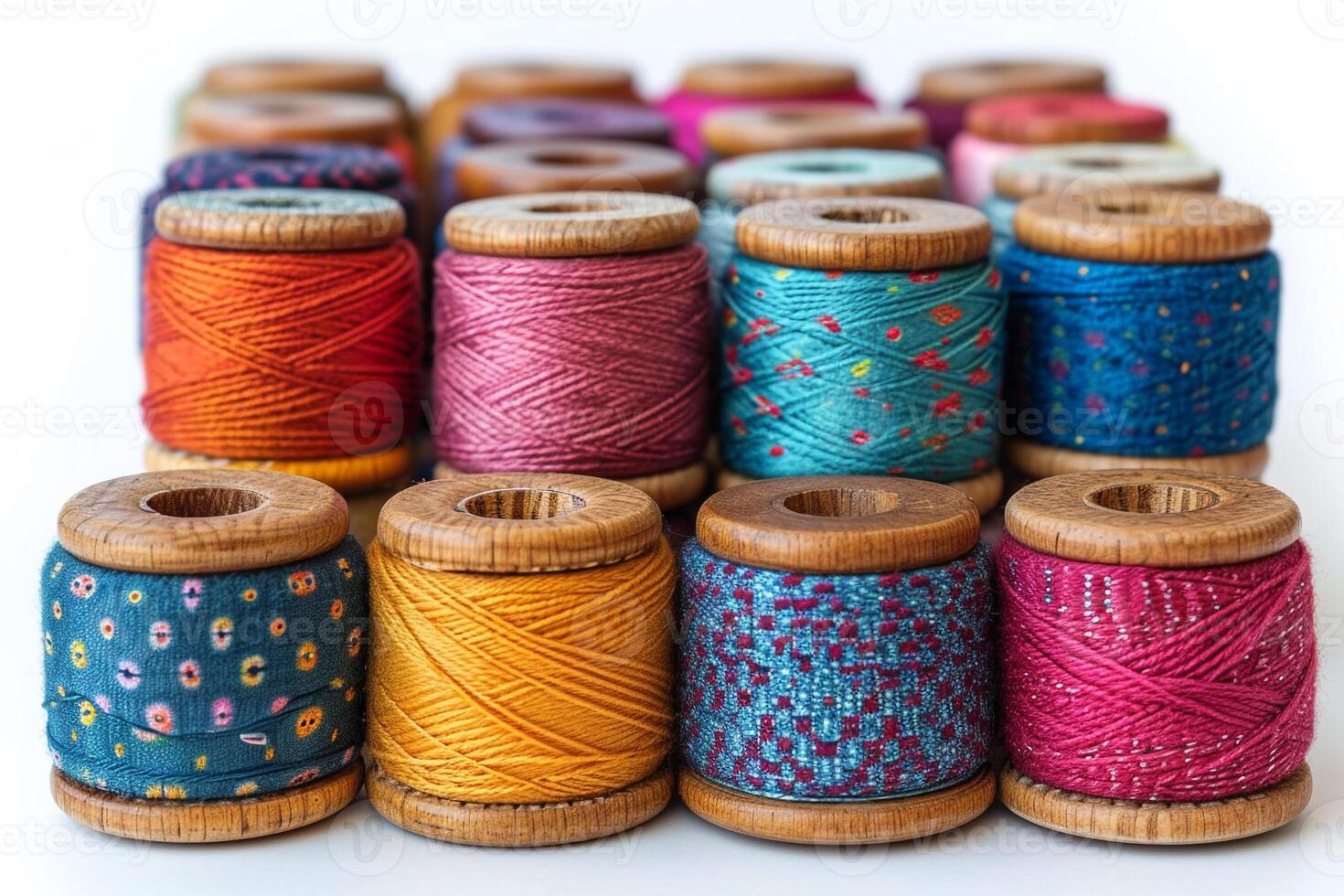 spool of thread with many colors photo