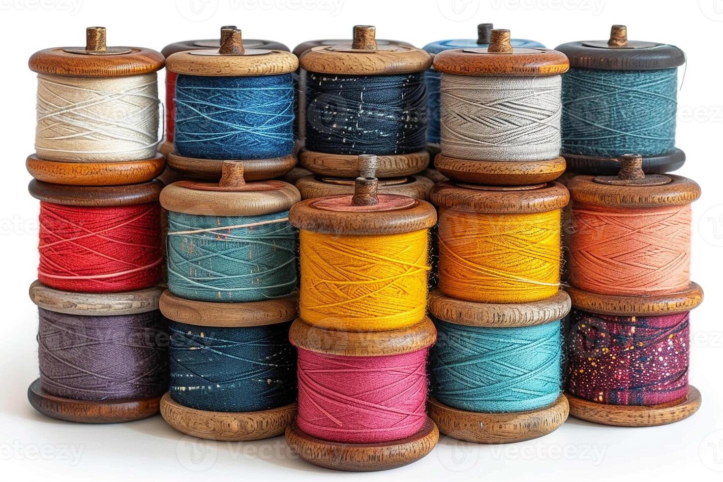 spool of thread with many colors photo