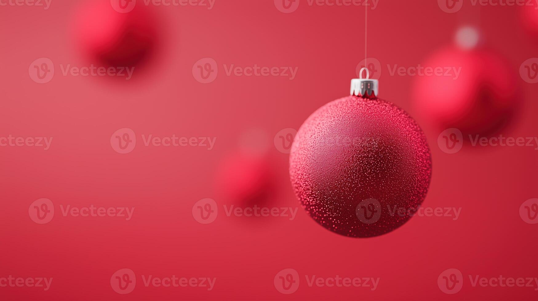 Red Christmas Ornament on Vibrant Background for Holiday Decoration Catalogs Featuring 3D Design and Seasonal Styling in Bold Festive Theme photo