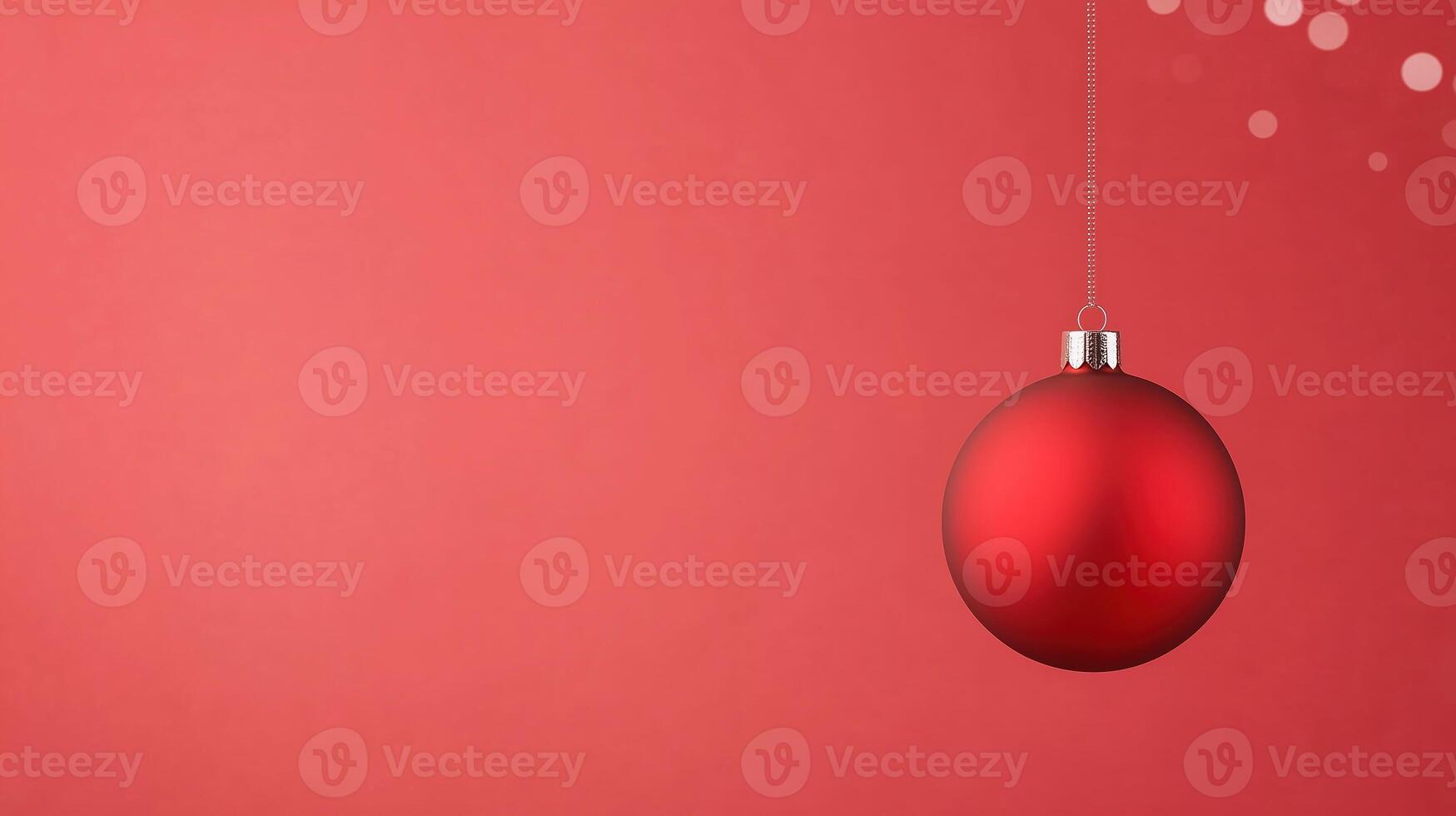Christmas Bauble On Red Background In Minimal Mockup Style, Holiday Decoration With Floating Ornament, Ideal For Festive Designs And Personalized Creations, High Contrast And Rich Hues photo