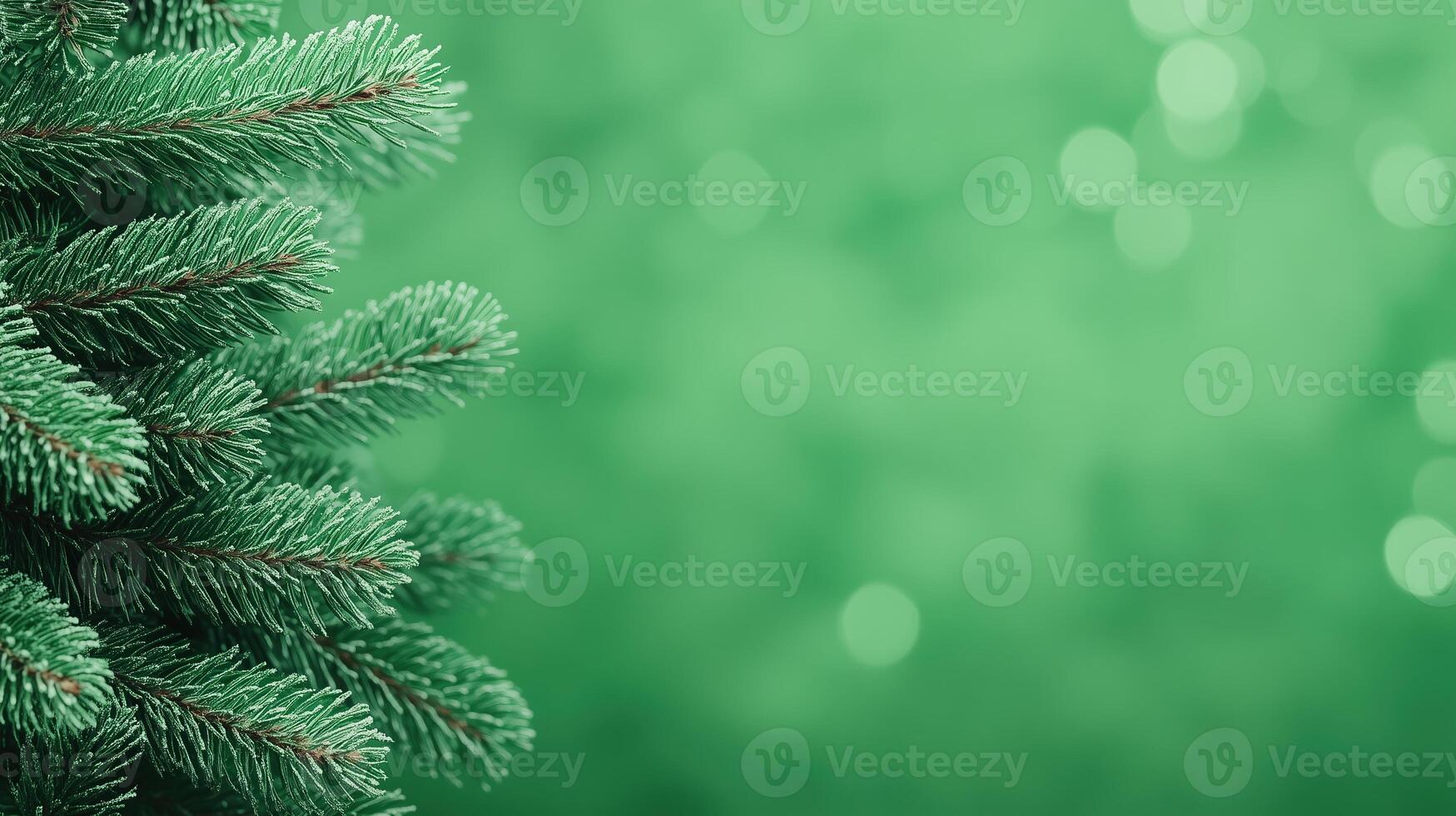 Christmas Tree Pine Branches on Blurred Green Background with Festive Bokeh Sparkle Effect for Holiday Season Decor and Winter Celebration Atmosphere in Nature Inspired Design photo