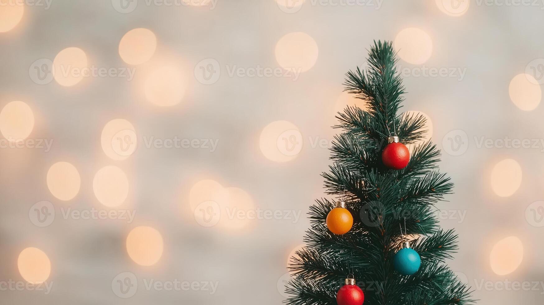 Festive Holiday Background With Blurred Bokeh Lights And Decorated Christmas Tree For Celebratory New Year Events Greeting Cards Or Seasonal Designs Capturing Joyful Atmosphere photo
