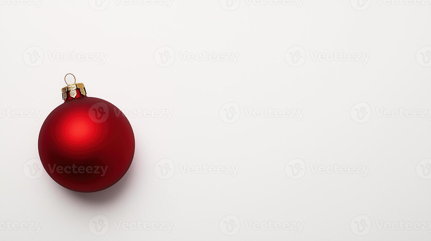 Minimalist Christmas Design Featuring a Red Ornament on Clean White Background for Modern Holiday Aesthetics and Seasonal Decor Concepts photo