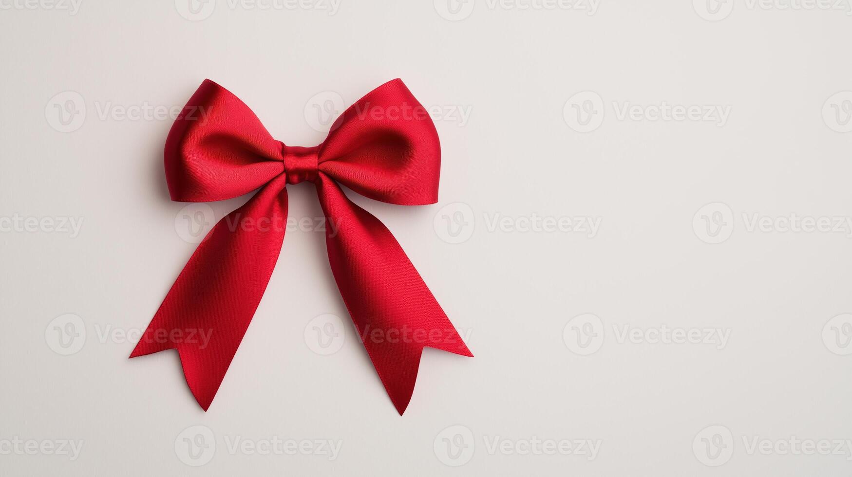 Elegant Red Satin Ribbon Bow Isolated on White Background for Holidays and Gift Design with Smooth Texture and Sophisticated Look photo
