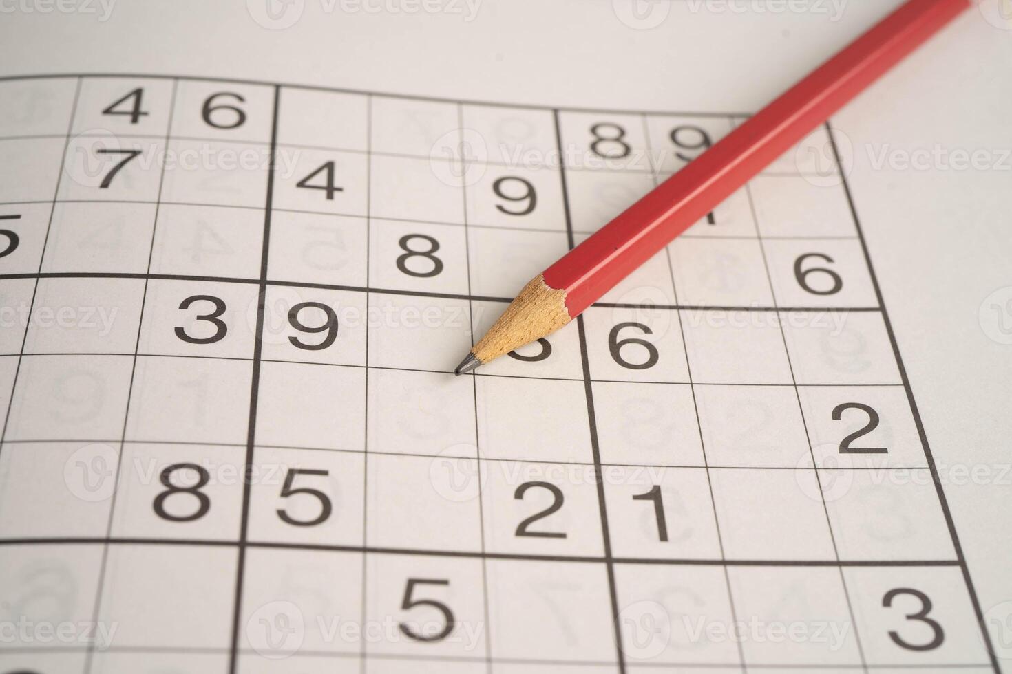 Sudoku puzzle, game to play for keep you brain younger for developing Alzheimer disease in senior patient. photo