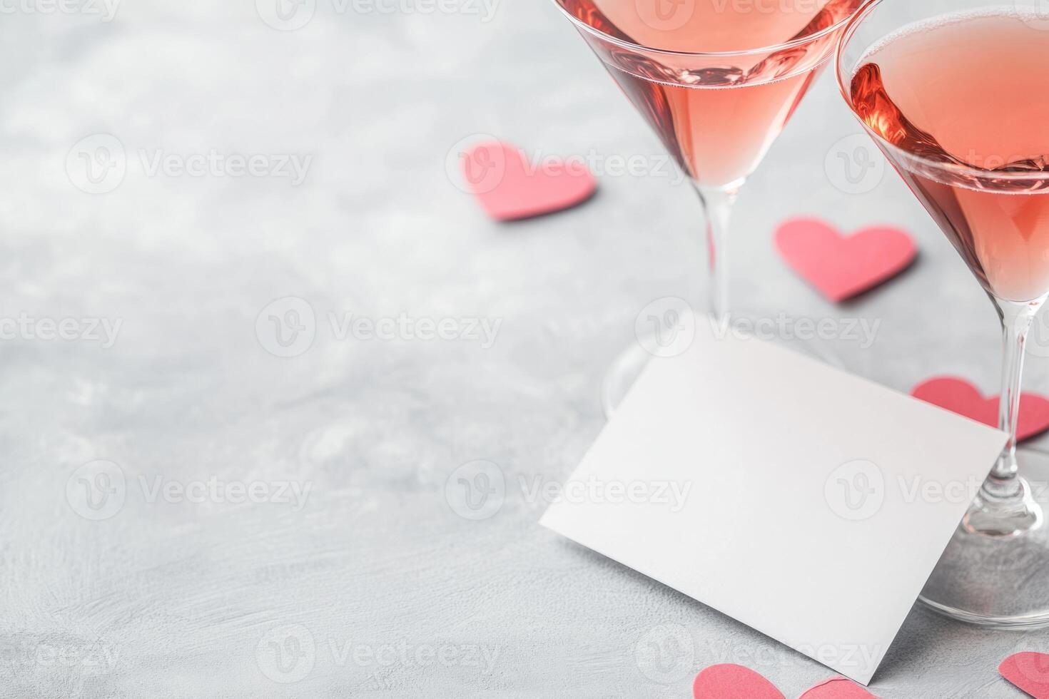 valentines day drink with blank card for mockup design. photo
