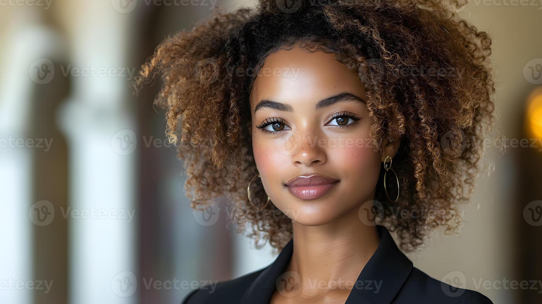 Businesswoman confidently engaging hybrid team, presenting on screen for virtual and in-person members, cohesive team setting photo