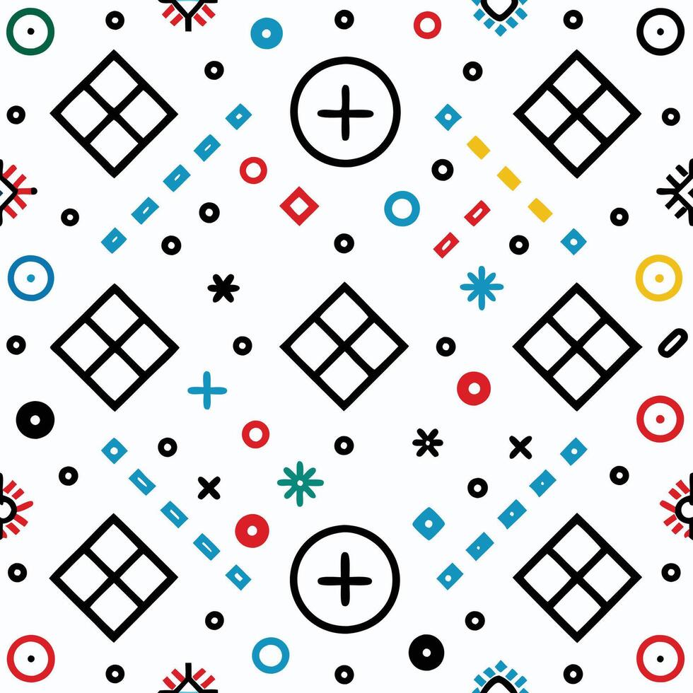 a pattern with squares and circles on it vector