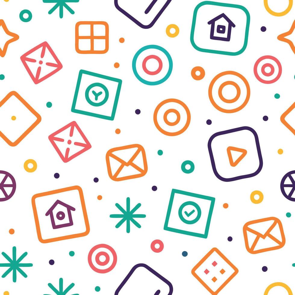 a colorful pattern with icons and symbols vector