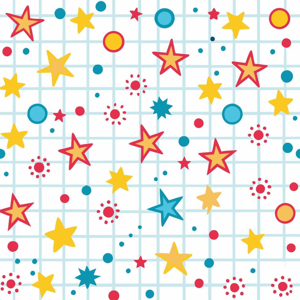 a colorful star pattern with stars and dots vector