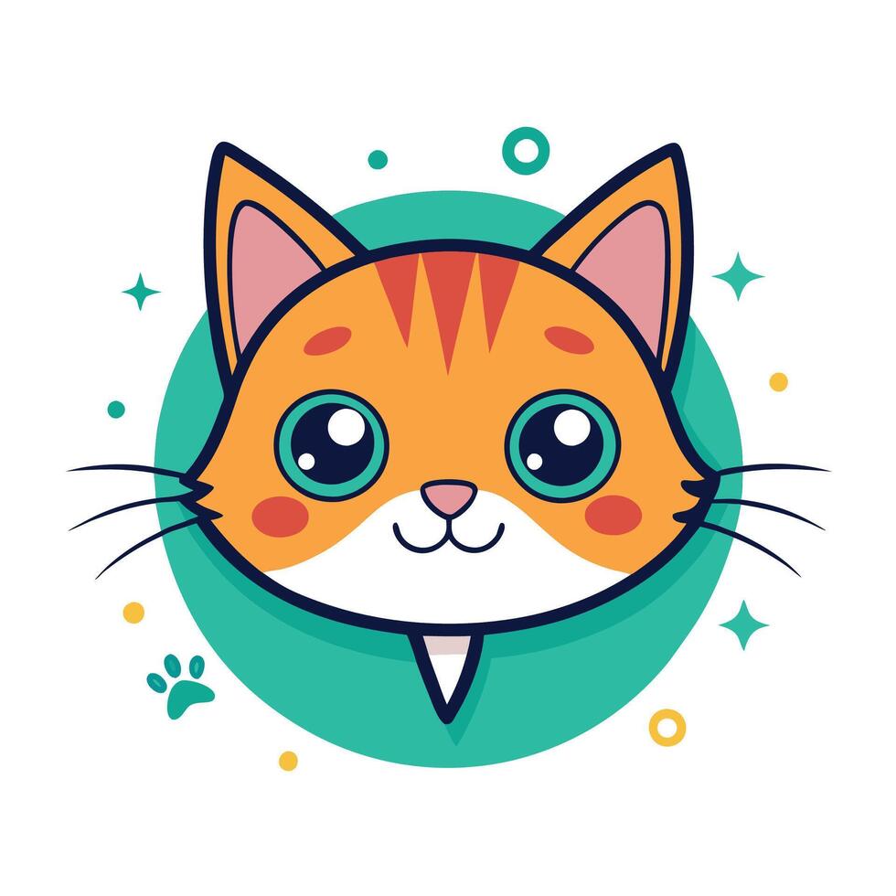 a cartoon cat with big eyes and a circle around it vector
