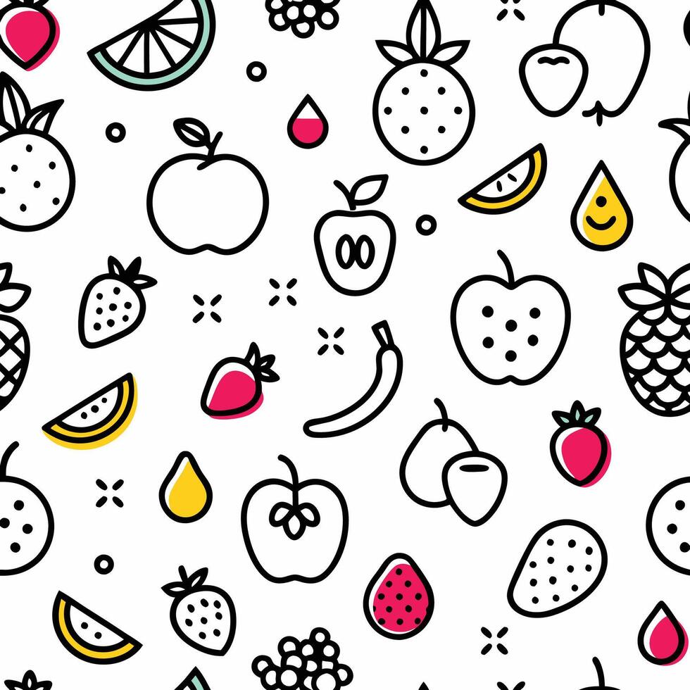 seamless pattern with fruits and berries vector