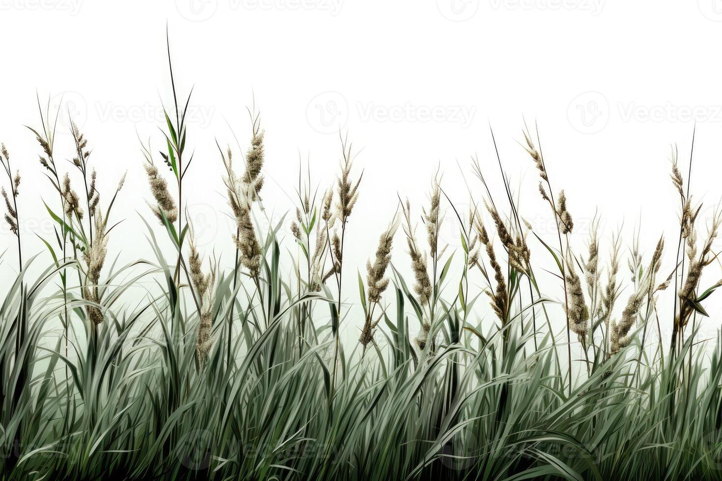 A field of tall grass with some green leaves photo