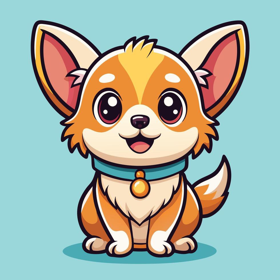 cartoon dog with big ears and a collar vector