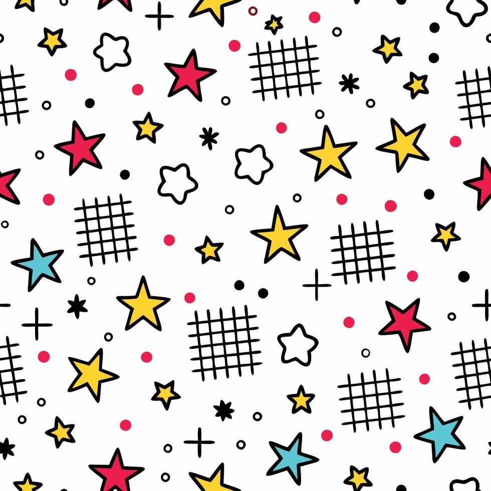 a colorful pattern with stars and squares vector