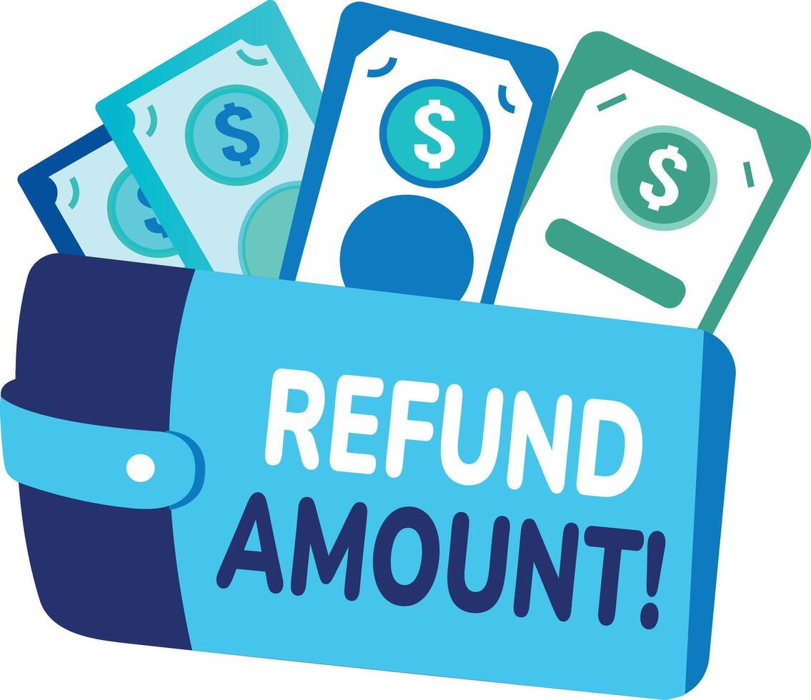 Refund amount in wallet, flat style sticker vector