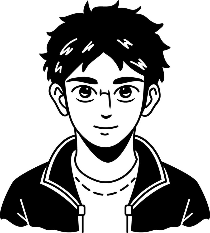 Young boy portrait icon in sketchy style vector
