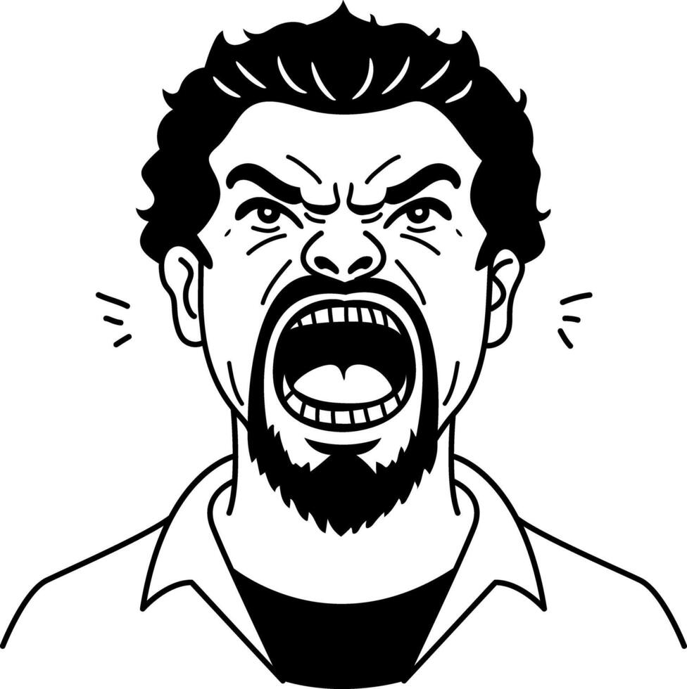 A hand drawn icon of a shouting man vector