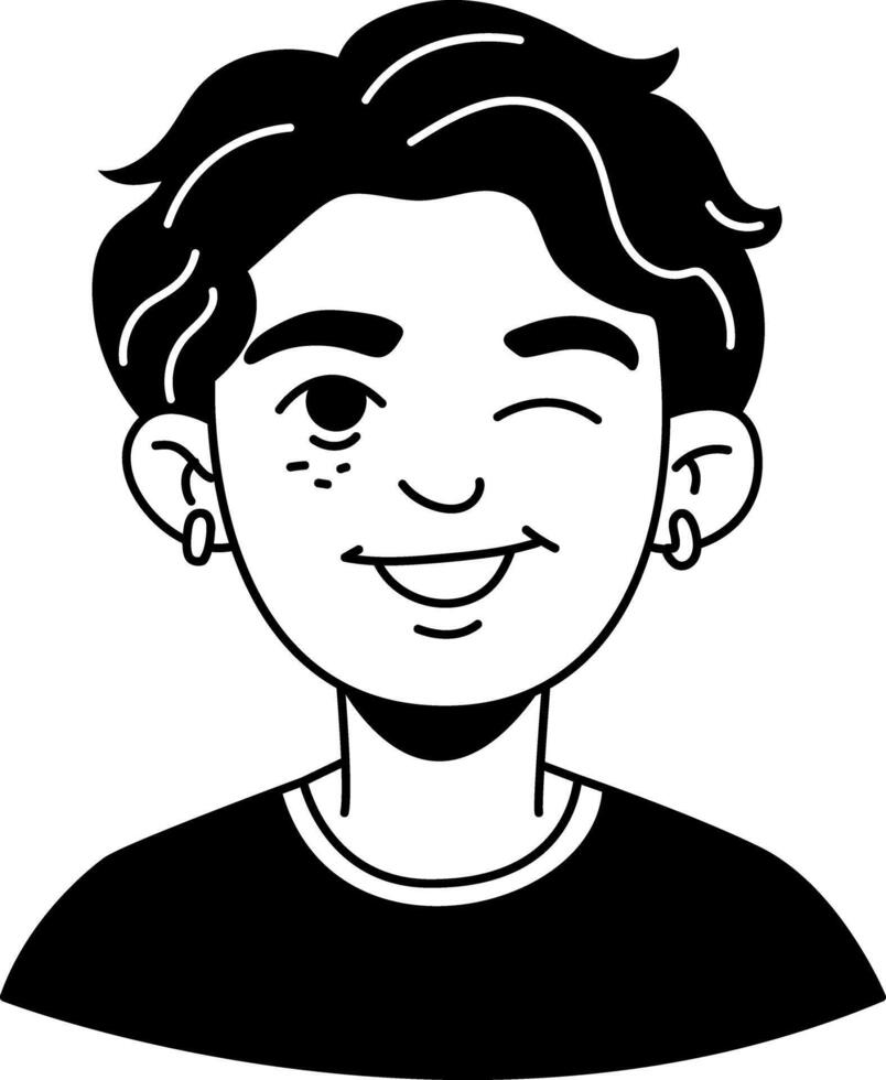 Winking boy icon in glyph style vector