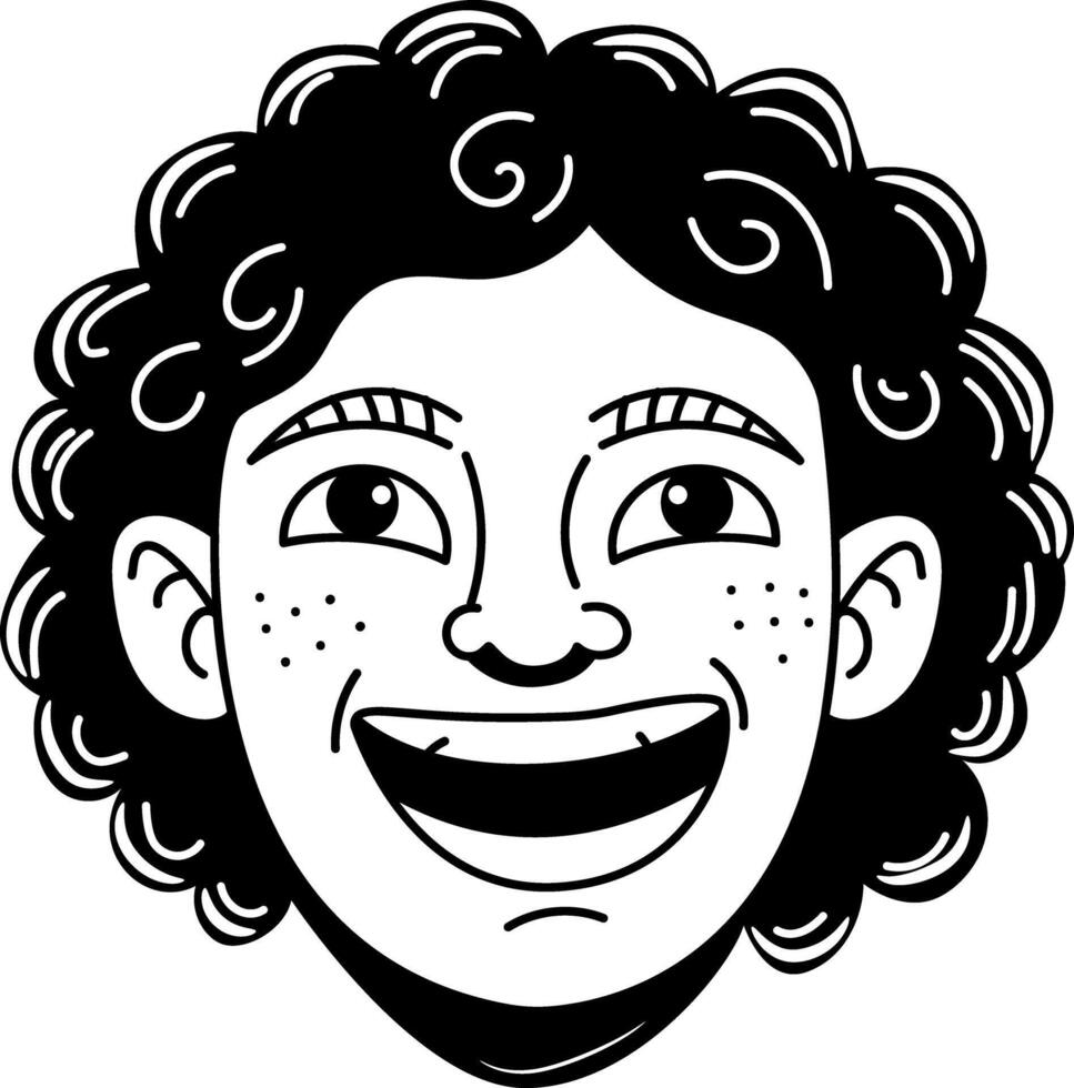 Happy character icon in drawing style vector