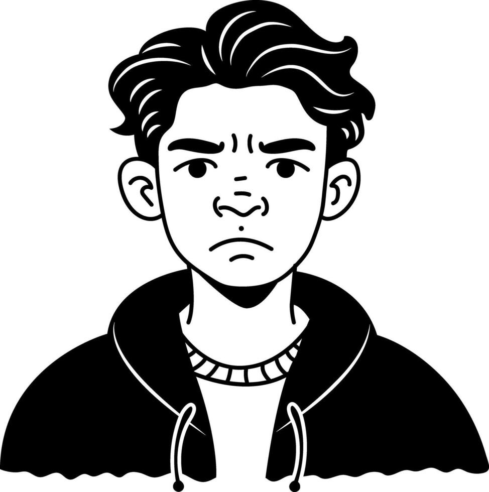 A glyph icon of a moody boy vector