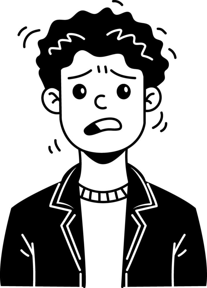 Nervous boy icon in glyph style vector