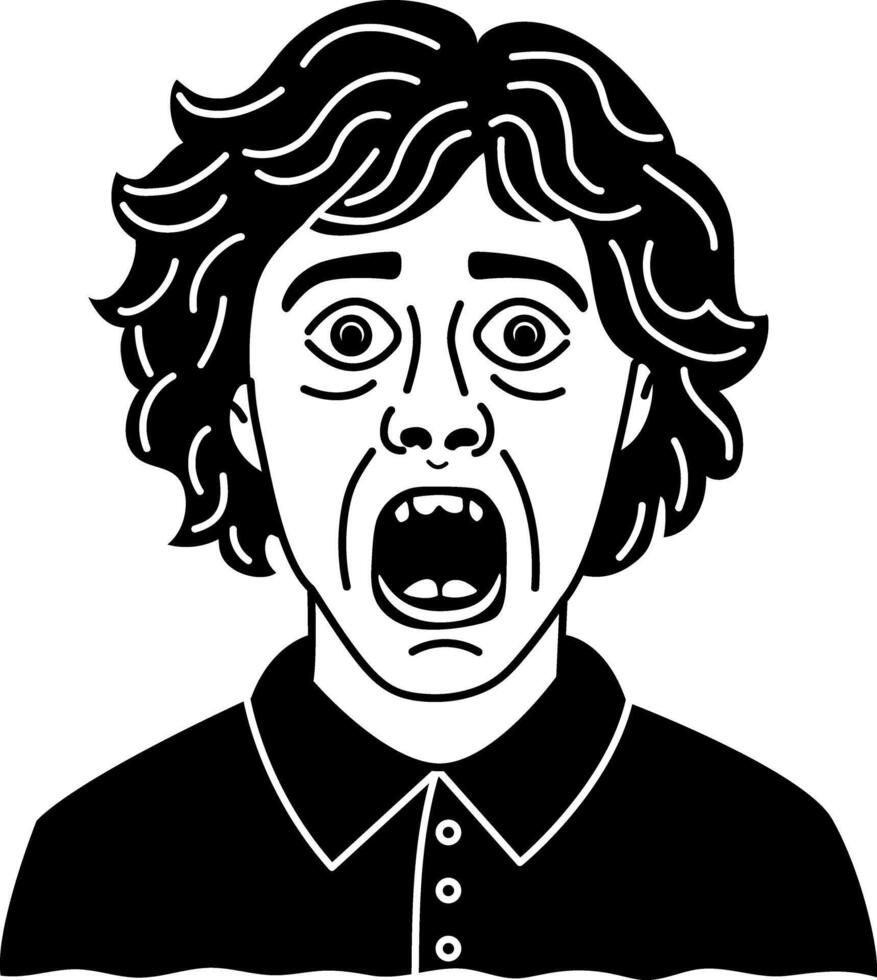 Screaming character icon in glyph style vector