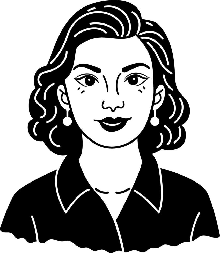 Woman portrait icon in glyph style vector