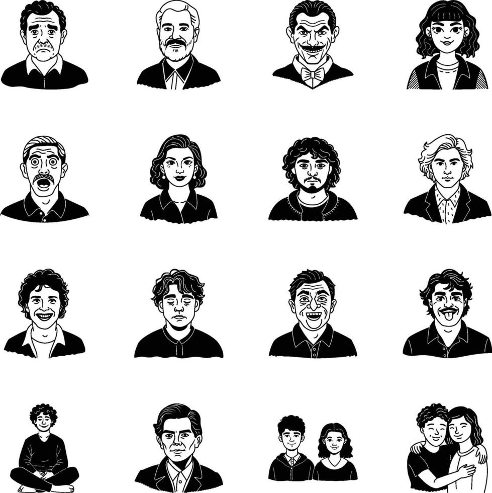 Collection of Glyph Style People Icons vector
