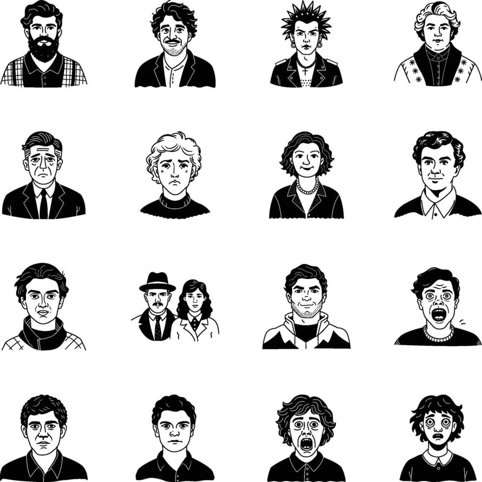 Set of Glyph Style People Profile Icons vector