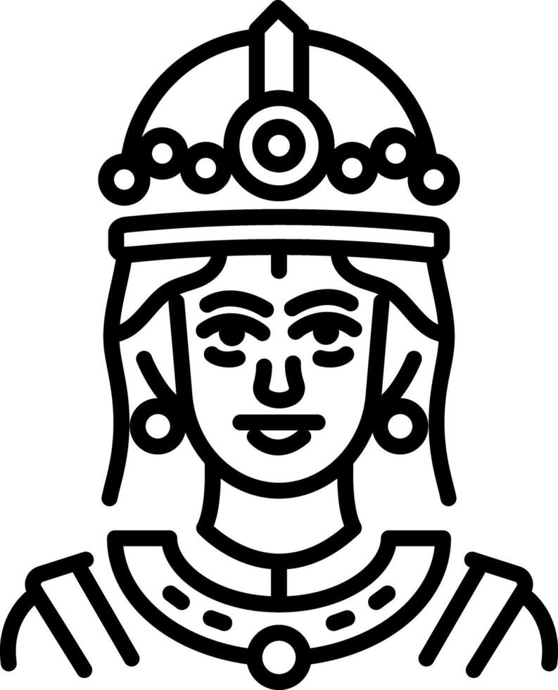 Byzantine empress icon in linear style vector
