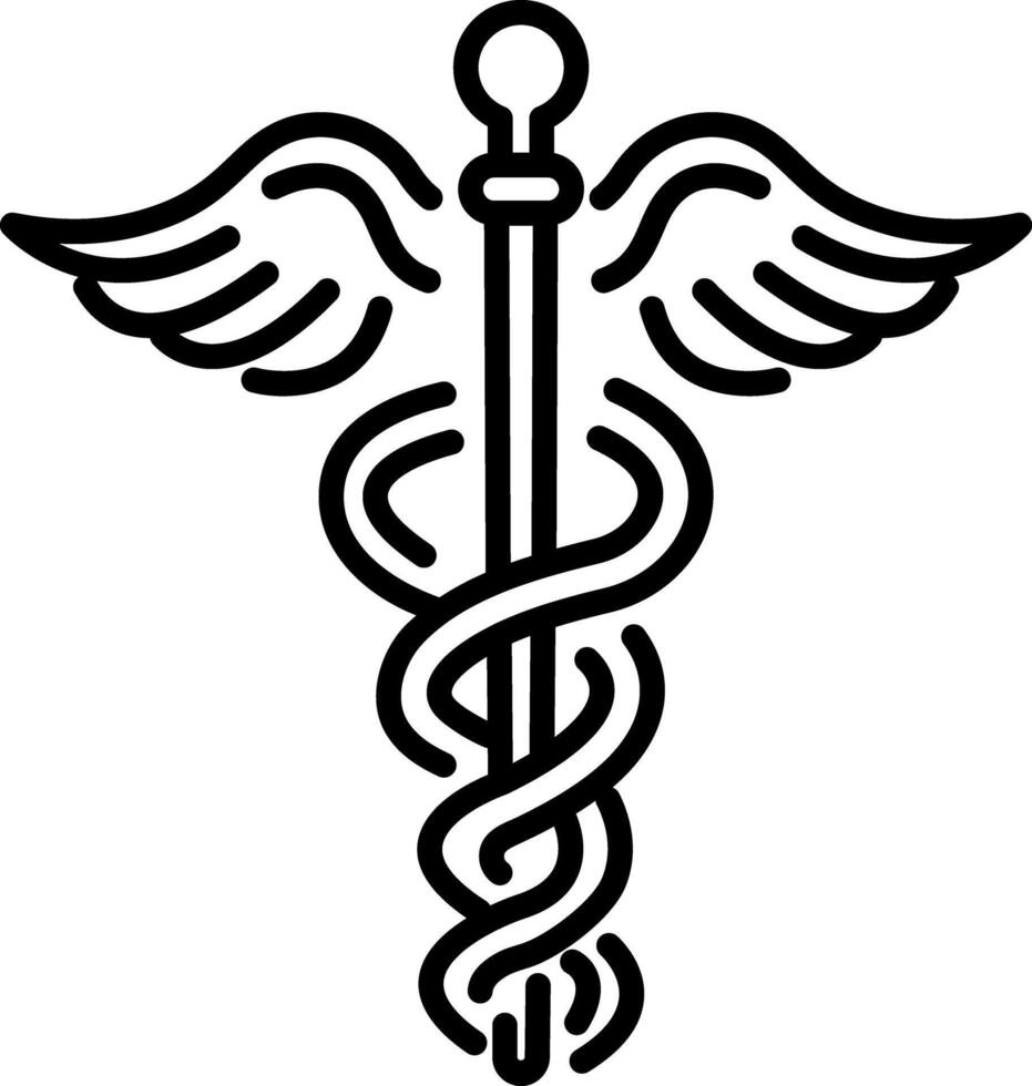 A linear icon of caduceus symbol vector