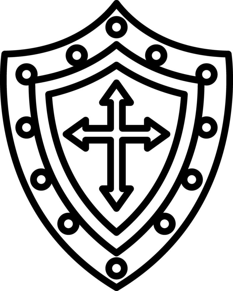 A linear icon of a medieval shield vector