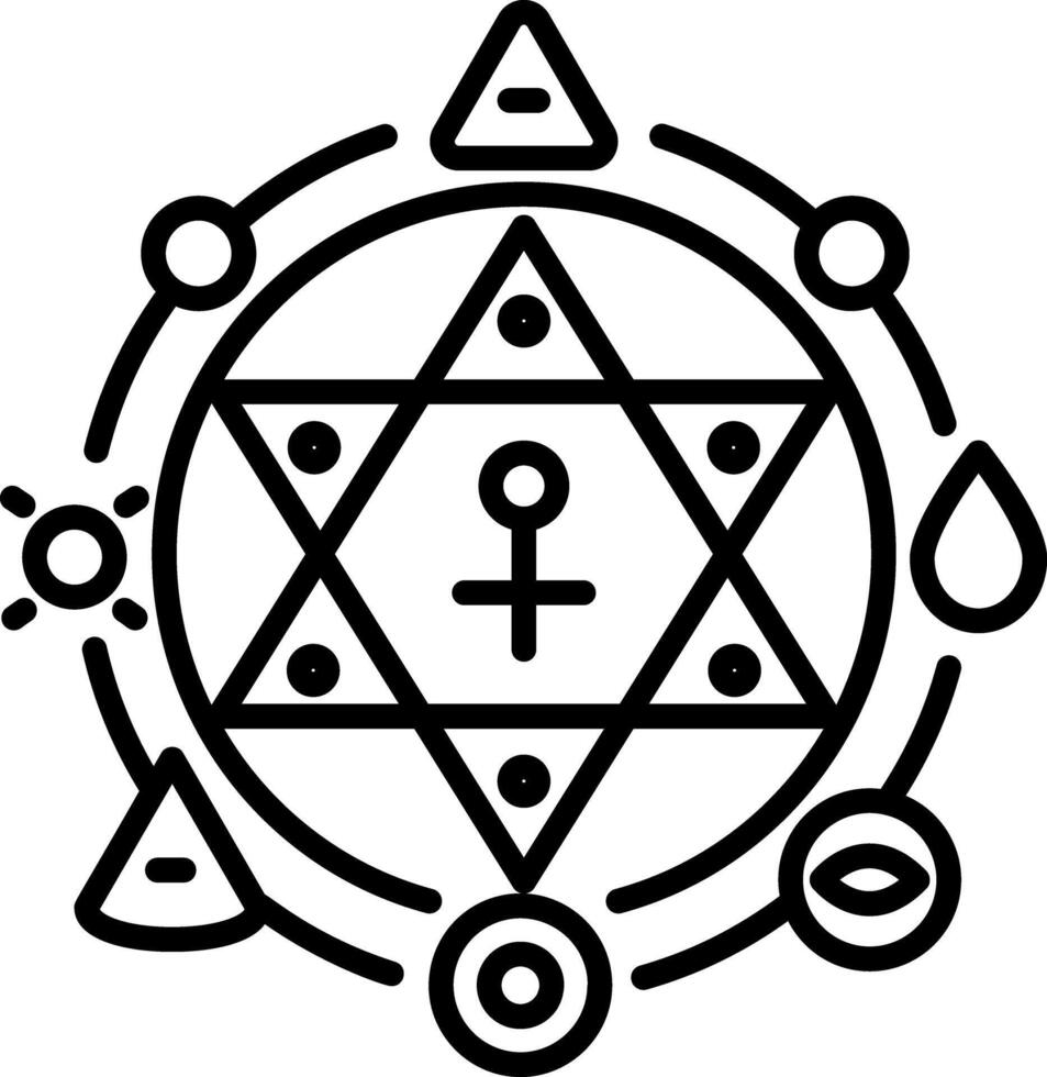 A linear icon of alchemy symbol vector