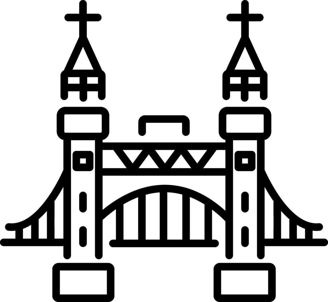 Ancient draw bridge icon in linear style vector