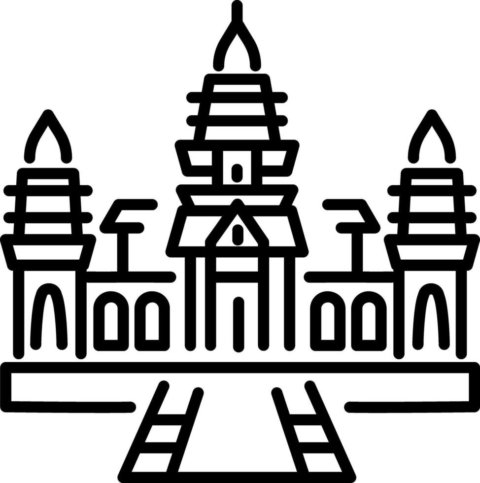 Angkor wat architecture icon in linear style vector
