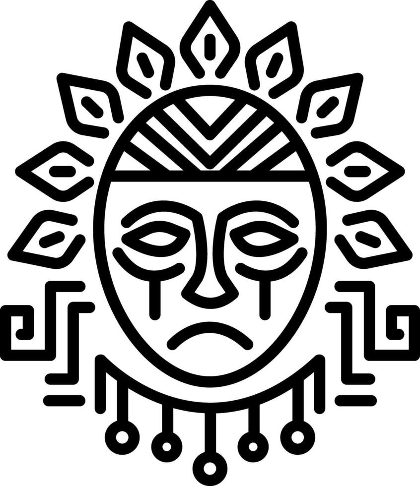 Inca mask icon in linear style vector