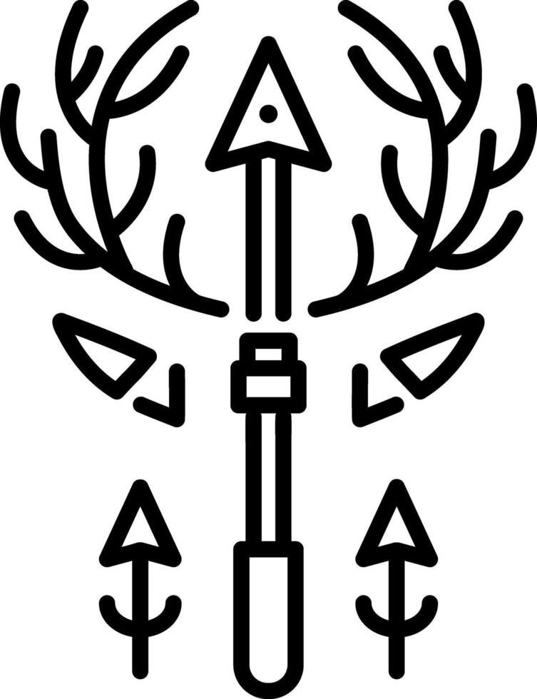 Ancient hunting spear icon in linear style vector