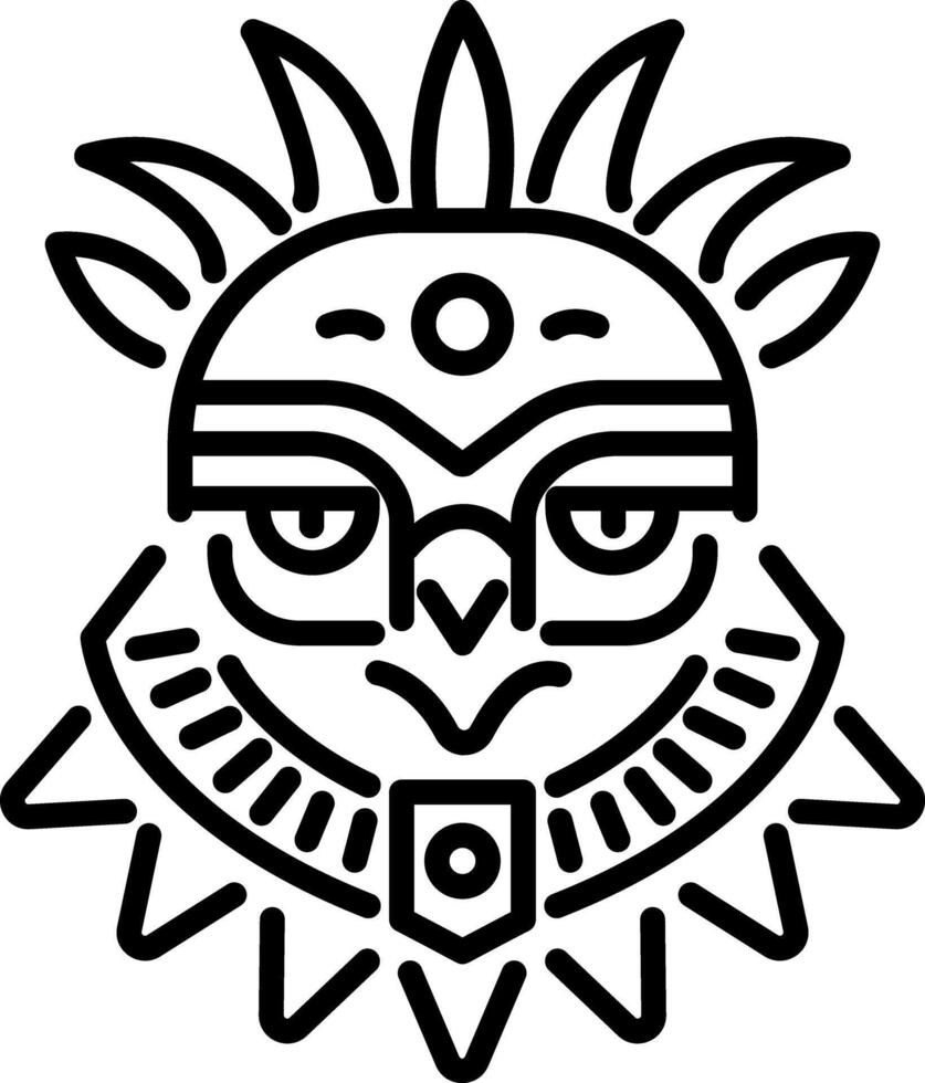 A linear icon of an ancient eagle mask vector