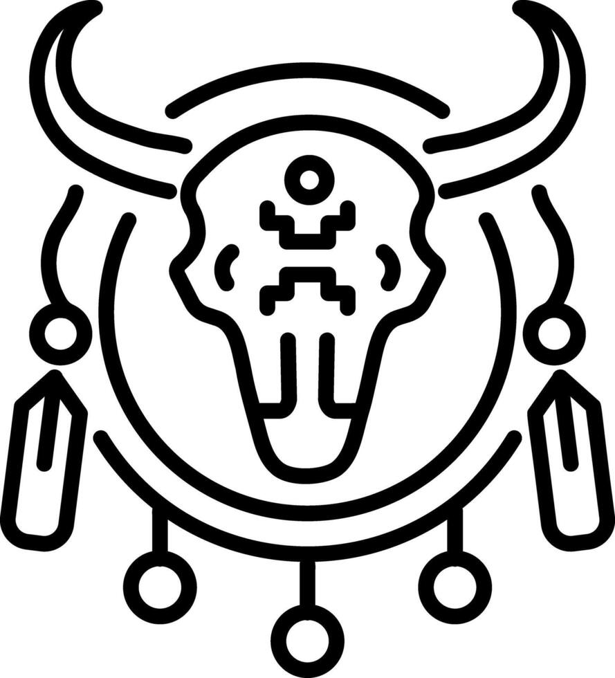 Bison skull icon in linear style vector