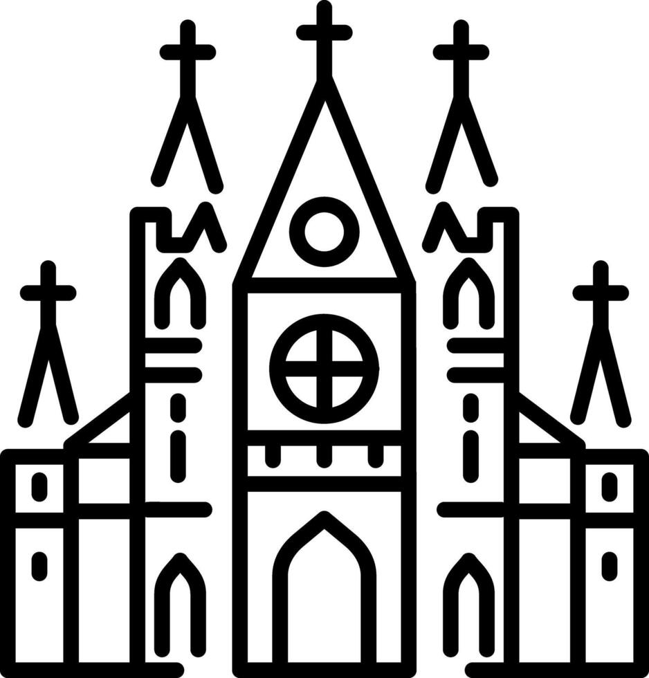 Gothic cathedral icon in linear style vector