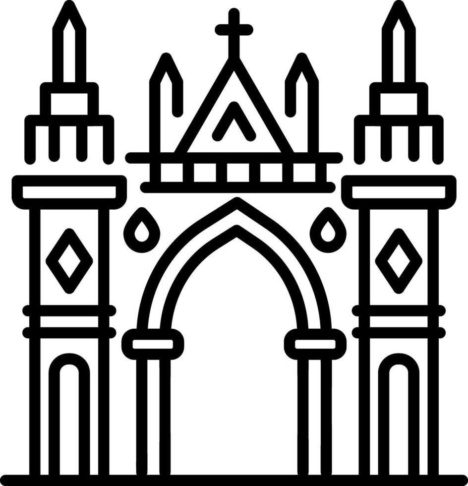 Historical gothic building icon in linear style vector
