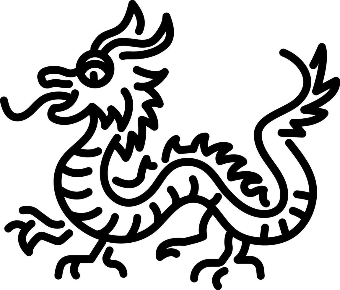 Chinese dragon icon in linear style vector