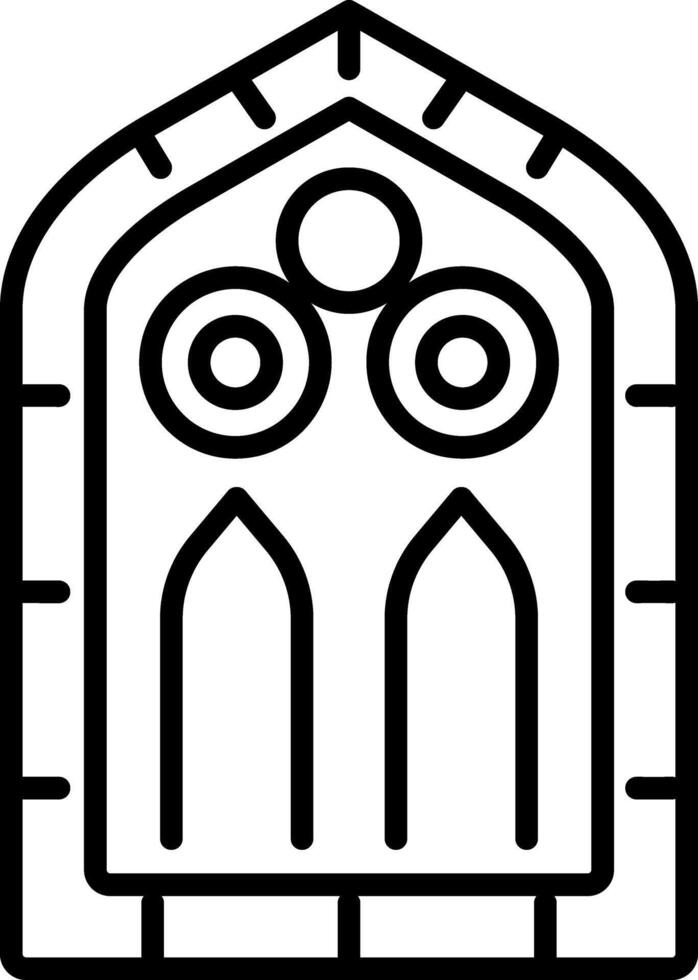 A linear icon of a gothic window vector