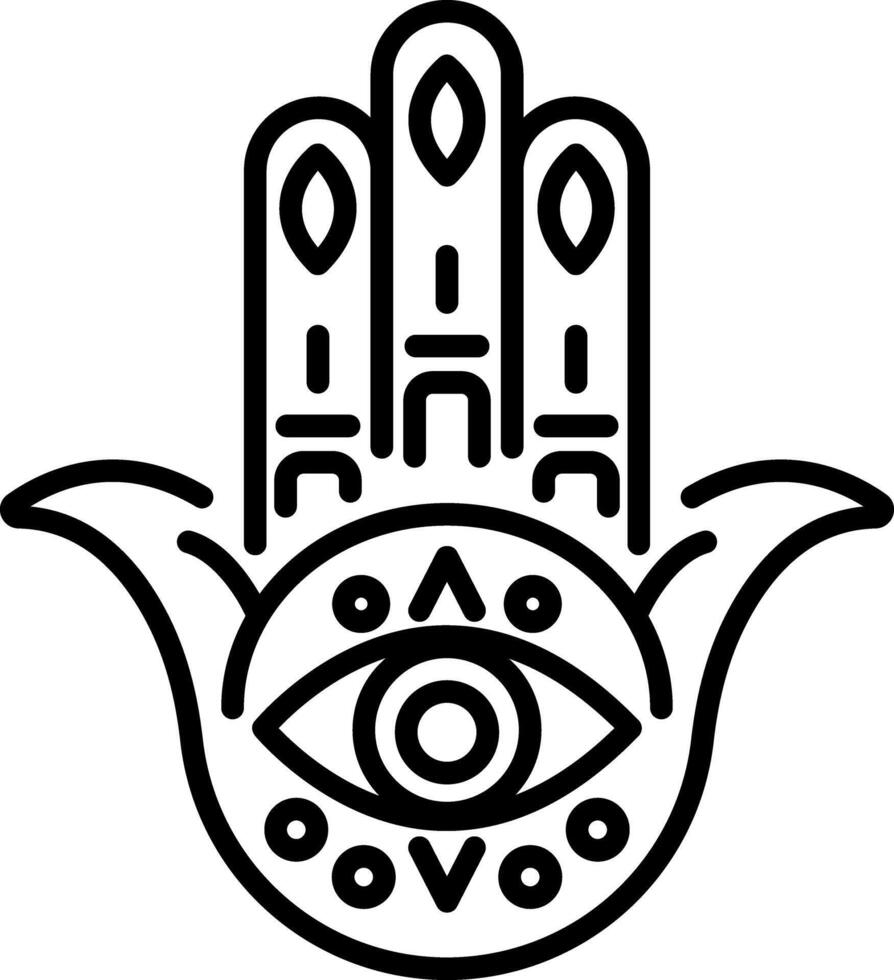 A line icon of hamsa hand symbol vector
